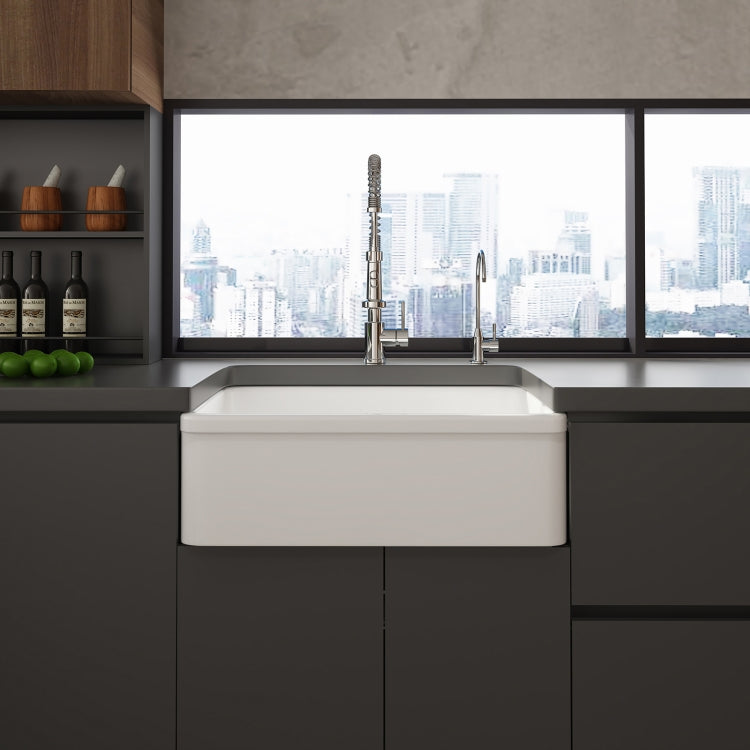 [US Warehouse] Rectangular Ceramic Kitchen Vessel Sink Farmhouse Bathroom Sink, Size: 75.6 x 50.2 x 25.4cm