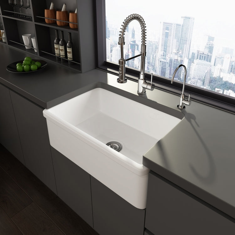 [US Warehouse] Rectangular Ceramic Kitchen Vessel Sink Farmhouse Bathroom Sink, Size: 75.6 x 50.2 x 25.4cm