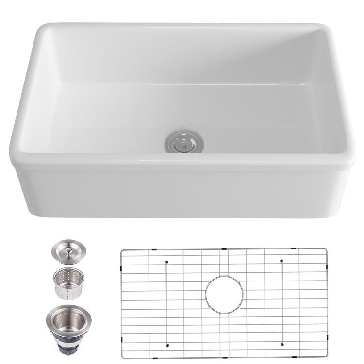 [US Warehouse] Rectangular Ceramic Kitchen Vessel Sink Farmhouse Bathroom Sink, Size: 82.6 x 50.2 x 25.4cm