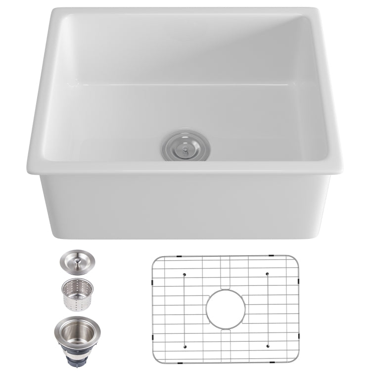 [US Warehouse] Rectangular Ceramic Undermount Kitchen Vessel Sink Bathroom Sink, Size: 60 x 47 x 25.4cm