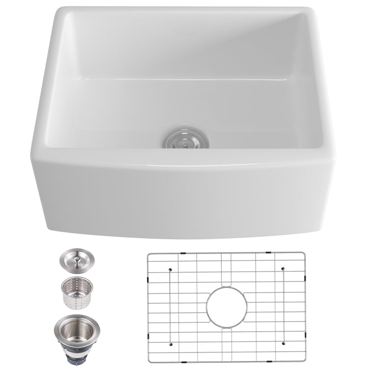 [US Warehouse] Rectangular Ceramic Kitchen Farmhouse Vessel Sink Bathroom Sink, Size: 60.5 x 48 x 25.4cm