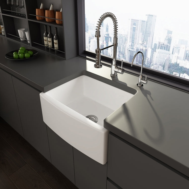 [US Warehouse] Rectangular Ceramic Kitchen Farmhouse Vessel Sink Bathroom Sink, Size: 60.5 x 48 x 25.4cm