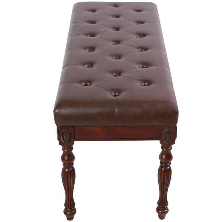 [US Warehouse] Wooden Frame High Elastic PU Leather Shoe Changing Stool, Size: 45.27 x 19.09 x 16.14 inch