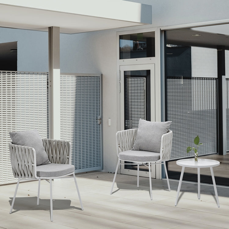 [US Warehouse] 3 in 1 Outdoor Rattan Chairs + Glass Tea Table Garden Furniture Set