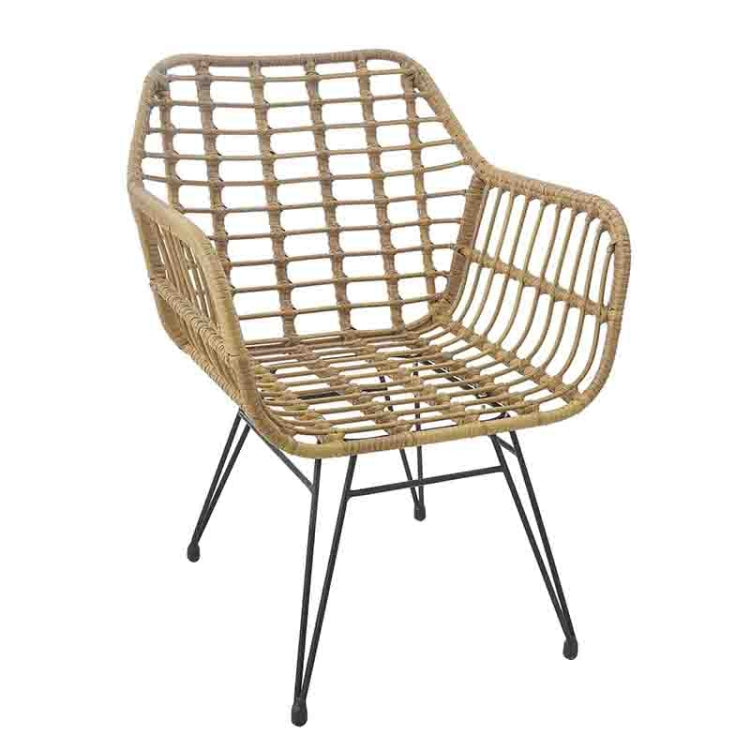 [US Warehouse] 3 in 1 Modern Hollow Rattan Coffee Table and Chairs Set