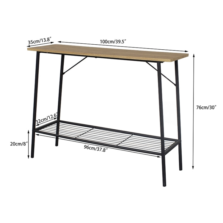 [US Warehouse] Particleboard + Iron Console Table with Two Storage Shelves, Size: 39.5 x 30 x 13.8 inch