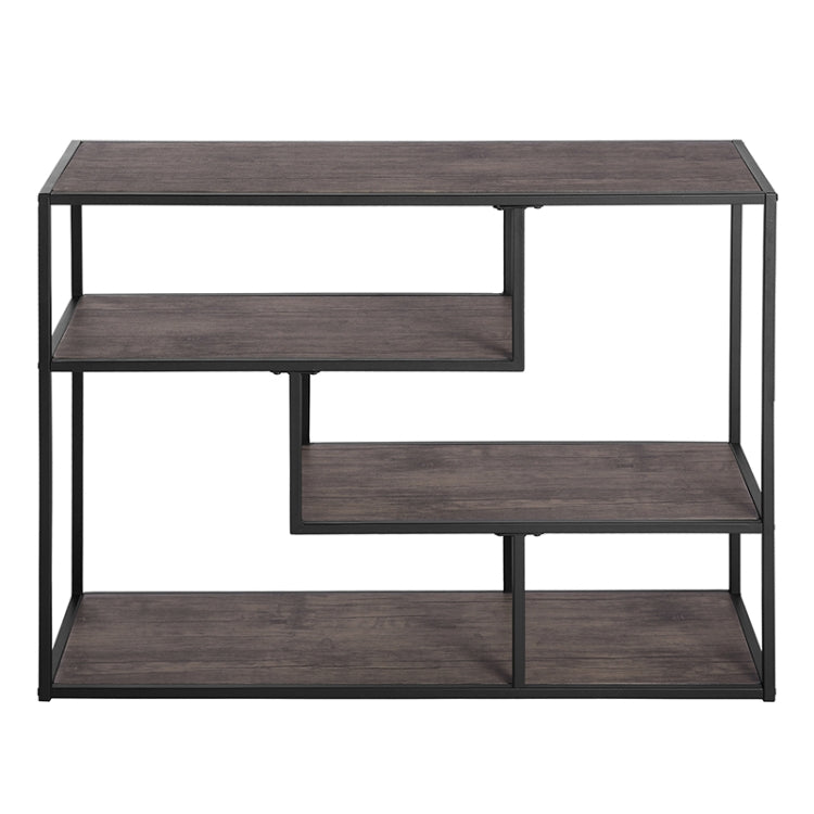 [US Warehouse] Metal Frame Wooden Asymmetrical Bookcase Storage Shelves, Size: 39.4 x 29.5 x 13.8 inch