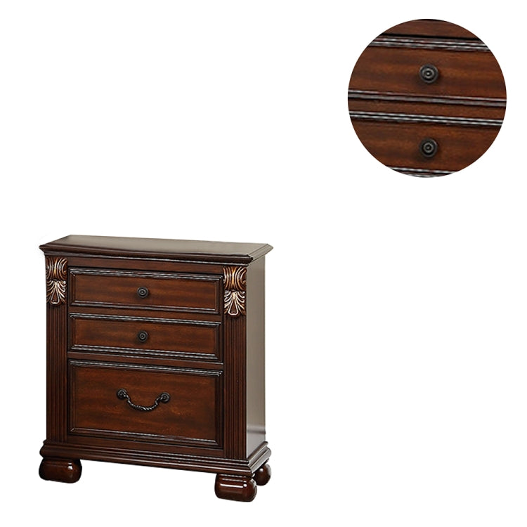 [US Warehouse] 3 Drawer Wooden Nightstand in Cherry Finish, Size: 24 x 24 x 16 inch