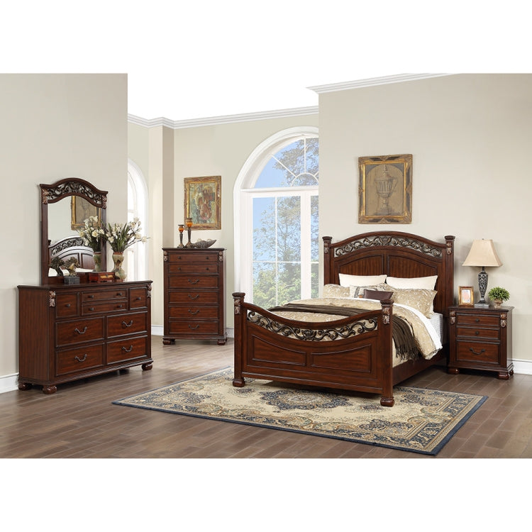 [US Warehouse] 3 Drawer Wooden Nightstand in Cherry Finish, Size: 24 x 24 x 16 inch