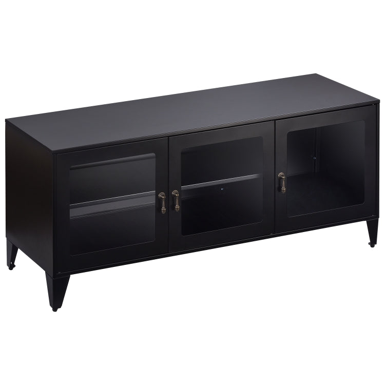 [US Warehouse] Home Living Room Bedroom Metal TV Cabinet with1 Shelf 3 Door, Size: 47.3x13.8x20.3 inch