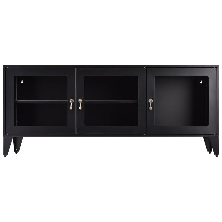 [US Warehouse] Home Living Room Bedroom Metal TV Cabinet with1 Shelf 3 Door, Size: 47.3x13.8x20.3 inch