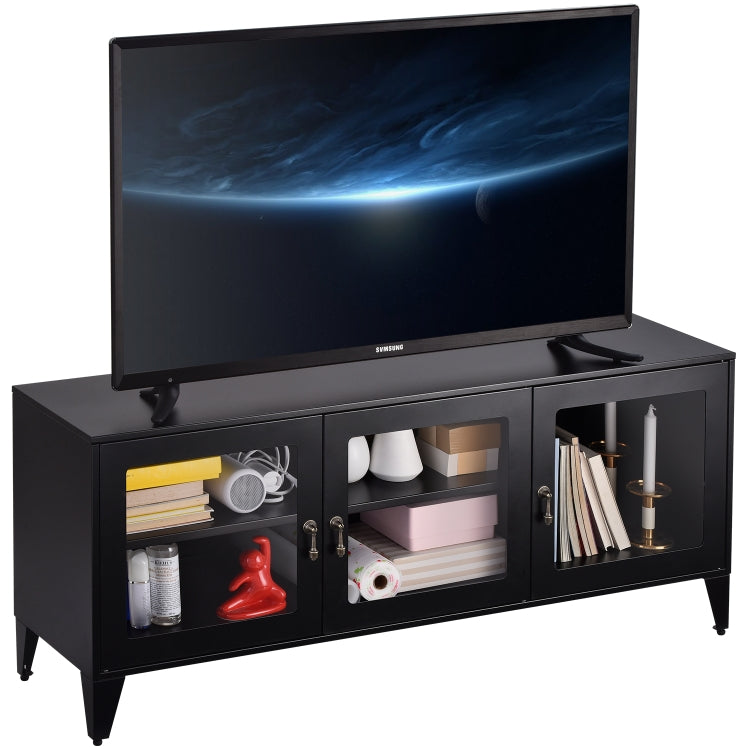 [US Warehouse] Home Living Room Bedroom Metal TV Cabinet with1 Shelf 3 Door, Size: 47.3x13.8x20.3 inch