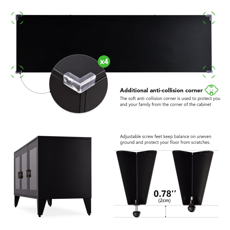 [US Warehouse] Home Living Room Bedroom Metal TV Cabinet with1 Shelf 3 Door, Size: 47.3x13.8x20.3 inch
