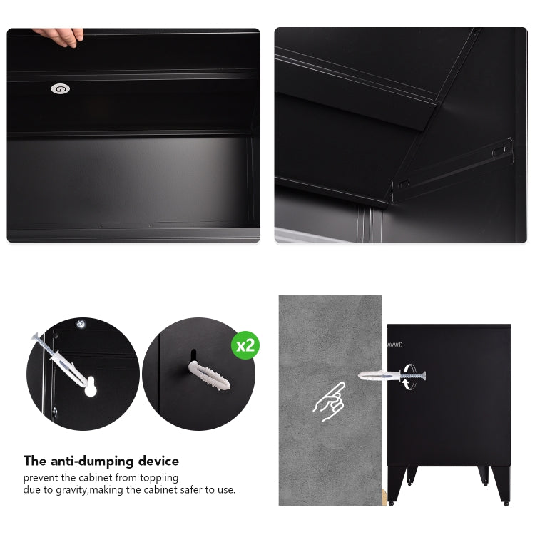 [US Warehouse] Home Living Room Bedroom Metal TV Cabinet with1 Shelf 3 Door, Size: 47.3x13.8x20.3 inch