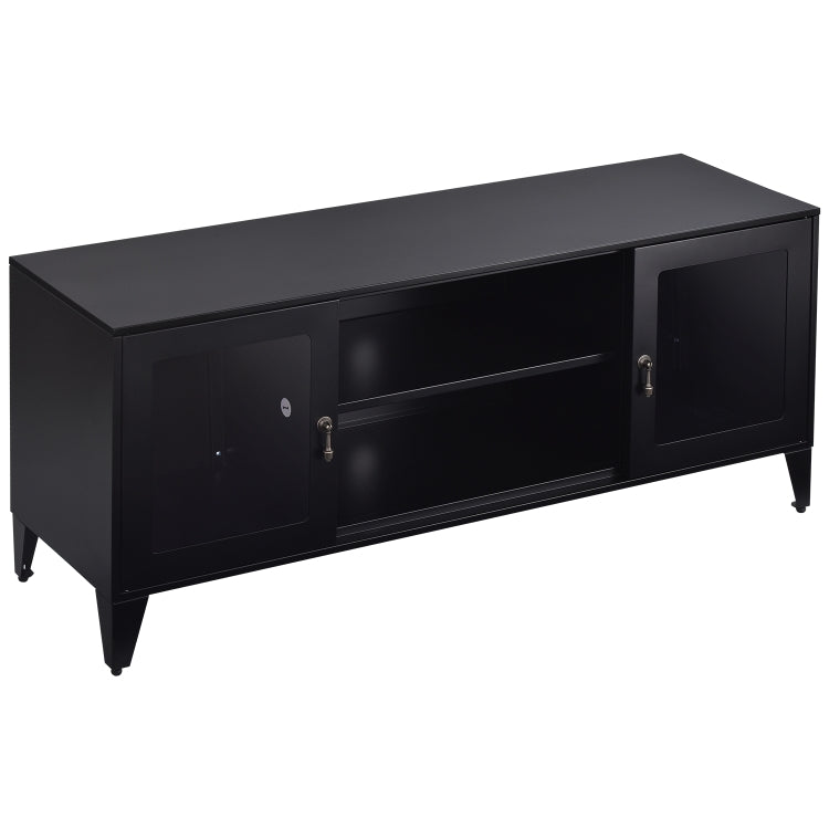 [US Warehouse] Industrial Style Metal TV Cabinet with 2 Doors, Size: 47.3x13.8x20.3 inch