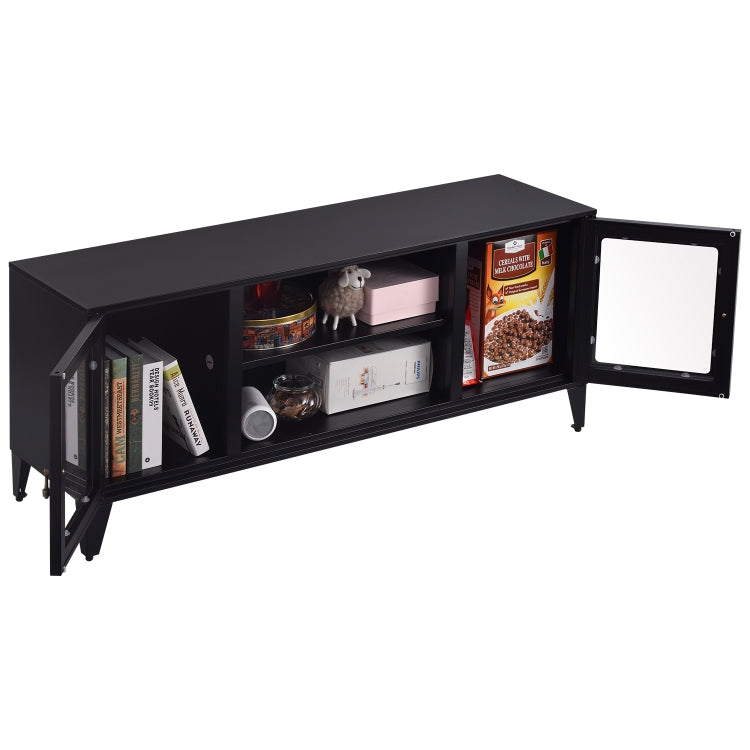 [US Warehouse] Industrial Style Metal TV Cabinet with 2 Doors, Size: 47.3x13.8x20.3 inch