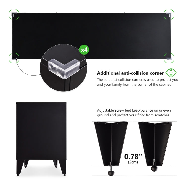 [US Warehouse] Industrial Style Metal TV Cabinet with 2 Doors, Size: 47.3x13.8x20.3 inch