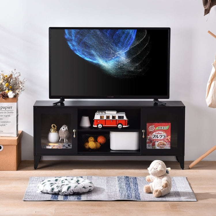 [US Warehouse] Industrial Style Metal TV Cabinet with 2 Doors, Size: 47.3x13.8x20.3 inch