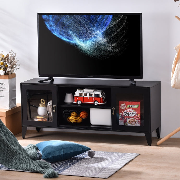[US Warehouse] Industrial Style Metal TV Cabinet with 2 Doors, Size: 47.3x13.8x20.3 inch