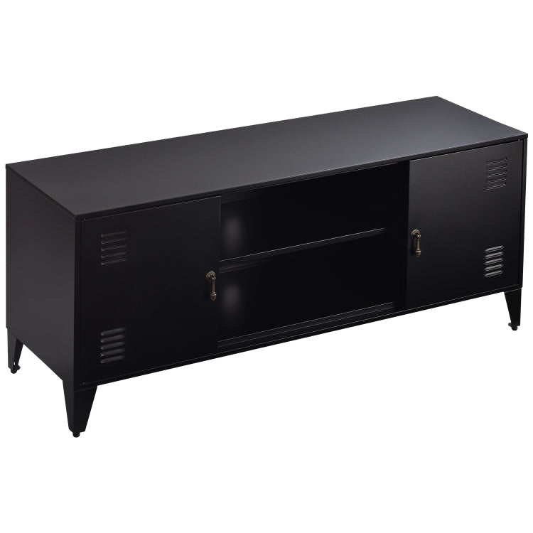 [US Warehouse] Home Living Room Metal TV Cabinet with 2 Storage Cabinets, Size: 47.3x13.8x20.3 inch