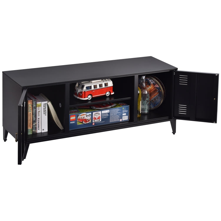 [US Warehouse] Home Living Room Metal TV Cabinet with 2 Storage Cabinets, Size: 47.3x13.8x20.3 inch