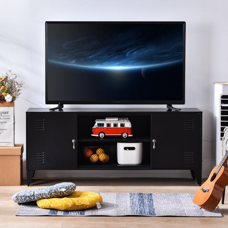 [US Warehouse] Home Living Room Metal TV Cabinet with 2 Storage Cabinets, Size: 47.3x13.8x20.3 inch