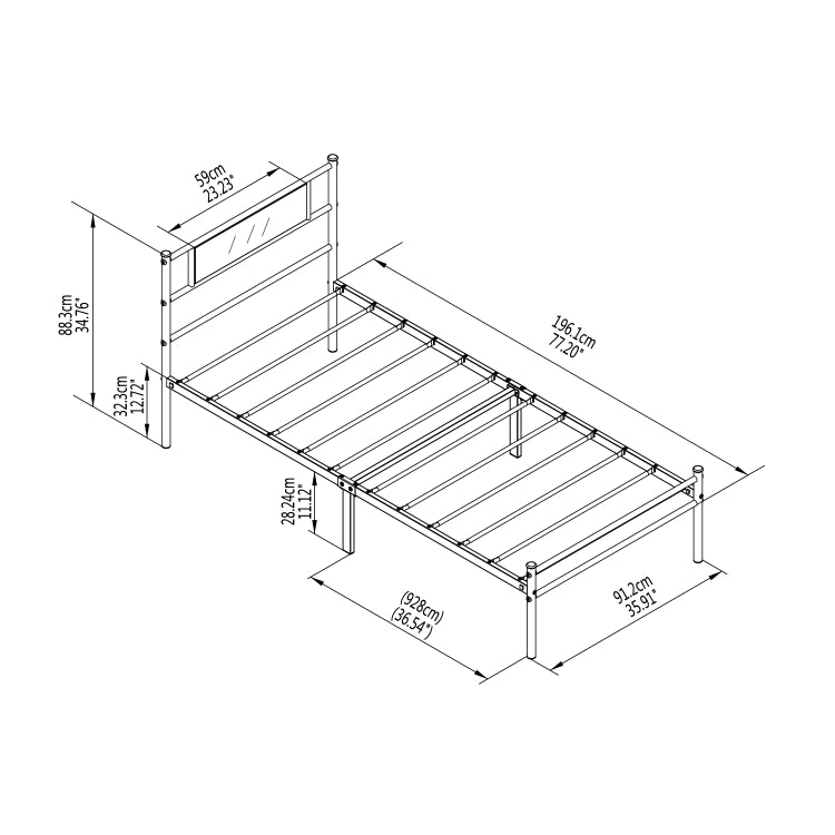 [US Warehouse] Simplified Metal Bed Frame, Size: 77.2x35.6x12.72 inch