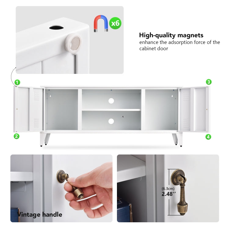 [US Warehouse] Home Living Room Metal TV Cabinet with Cabinet, Size: 47.3x13.8x20.3 inch