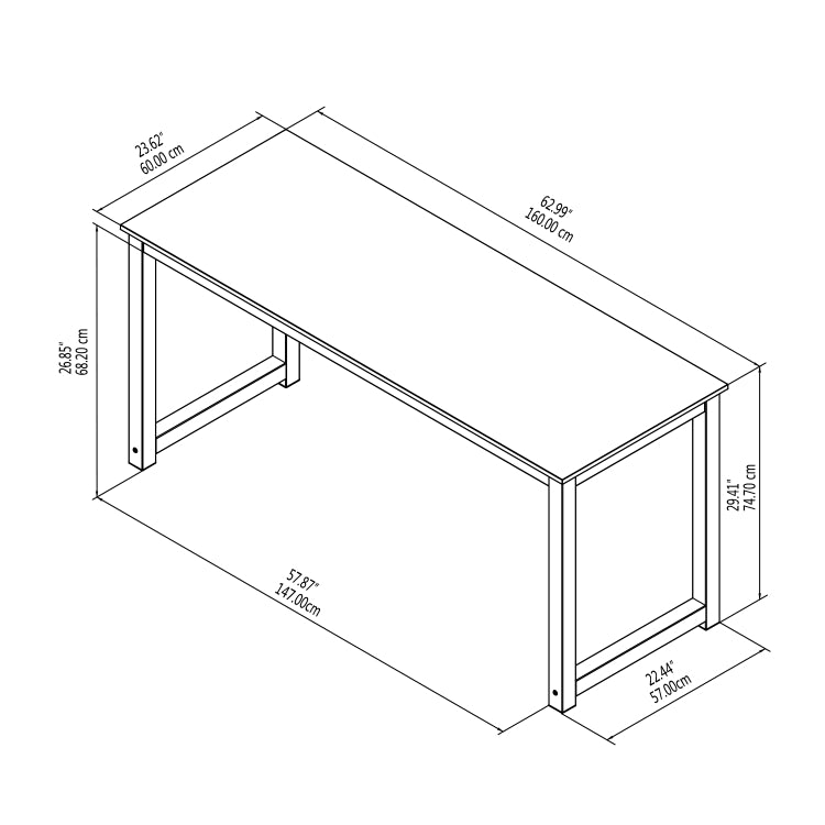 [US Warehouse] Sandalwood Square Modern Desk, Size: 63 inch