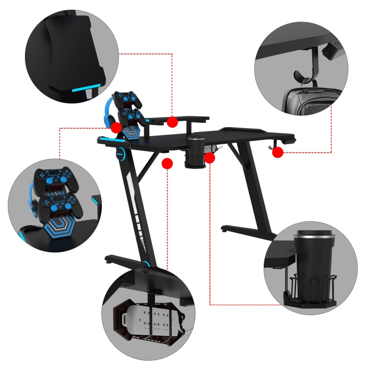 [US Warehouse] Z-shaped Game Table with Game Handle Holder & Cup Holder & Headphone Hook Holder & Plug Board Holder, Size: 47.2x23.6x29.13 inch