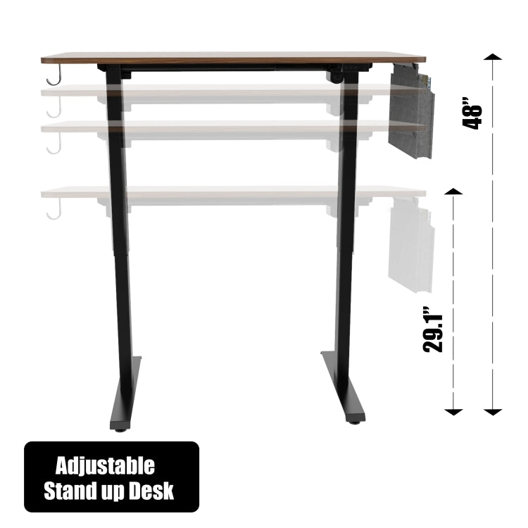 [US Warehouse] Adjustable Electric Standing Desk with Headphone Hook & Storage Bag, Size: 48x24x29-48 inch