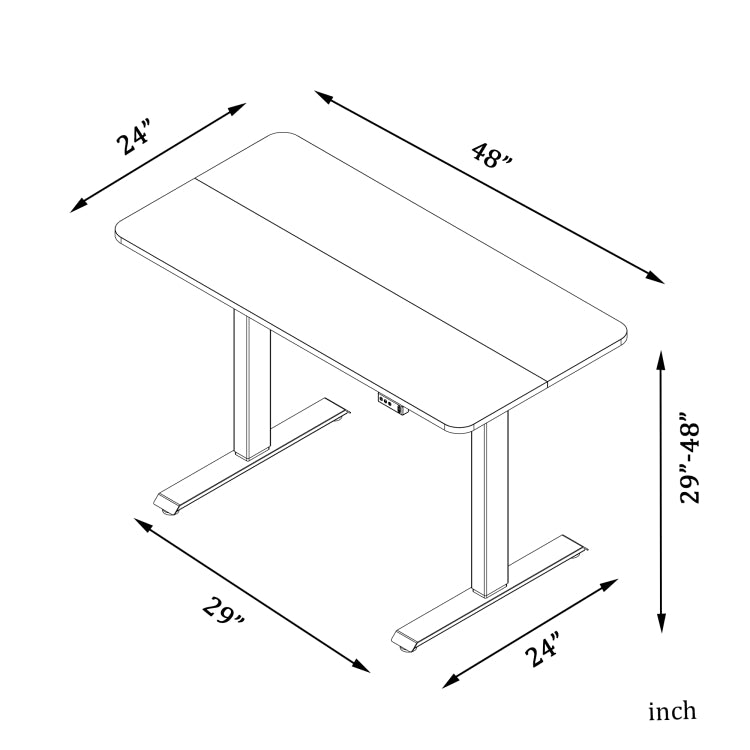 [US Warehouse] Adjustable Electric Standing Desk with Headphone Hook & Storage Bag, Size: 48x24x29-48 inch