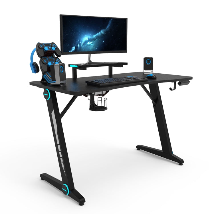 [US Warehouse] Z-shaped Game Table with Monitor Stand & RGB Light&cup Holder & Headphone Hook & Plug Board Holder, Size: 47.24x23.62x30 inch