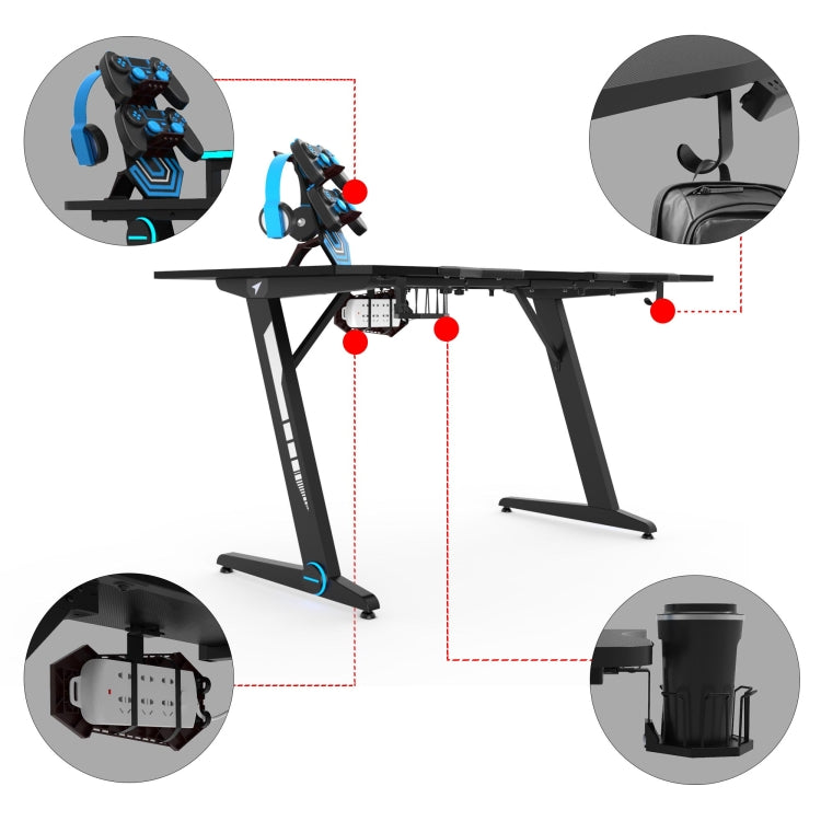 [US Warehouse] Carbon Fiber Texture Game Table with Headphone Holder & Cup Holder & Board Holder & Game Handle Holder, Size: 59.84x29.92x30.43 inch