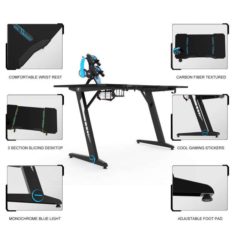 [US Warehouse] Carbon Fiber Texture Game Table with Headphone Holder & Cup Holder & Board Holder & Game Handle Holder, Size: 59.84x29.92x30.43 inch