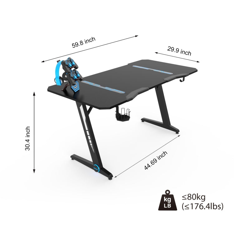 [US Warehouse] Carbon Fiber Texture Game Table with Headphone Holder & Cup Holder & Board Holder & Game Handle Holder, Size: 59.84x29.92x30.43 inch