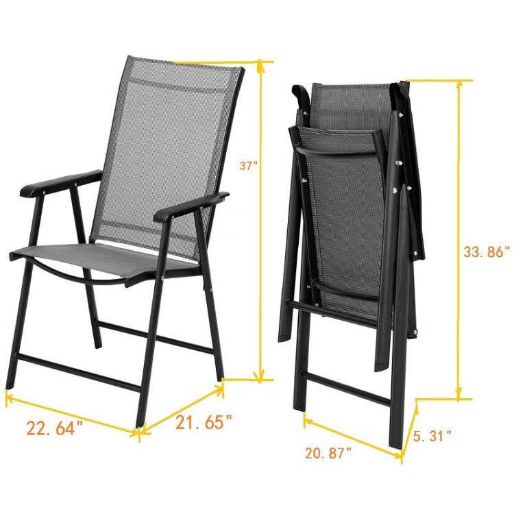 [US Warehouse] 4 PCS Portable Patio Folding Chairs with Armrest