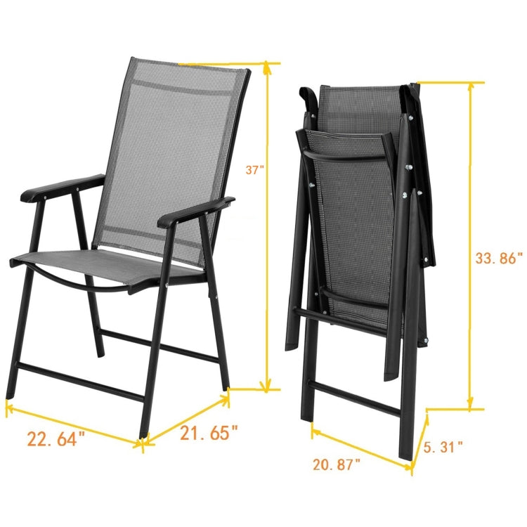 [US Warehouse] 2 PCS Portable Patio Folding Chairs with Armrest
