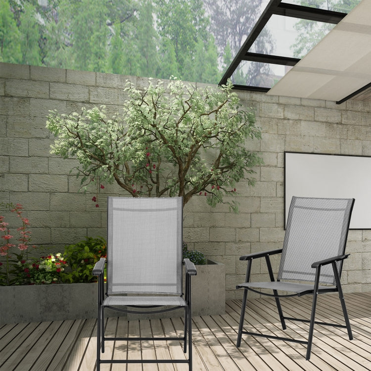 [US Warehouse] 2 PCS Portable Patio Folding Chairs with Armrest