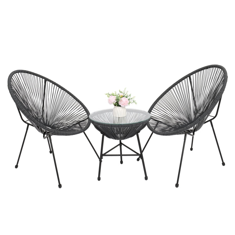 [US Warehouse] 3 in 1 Weaving Rattan Patio Bistro Furniture Set