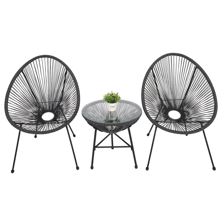 [US Warehouse] 3 in 1 Weaving Rattan Patio Bistro Furniture Set