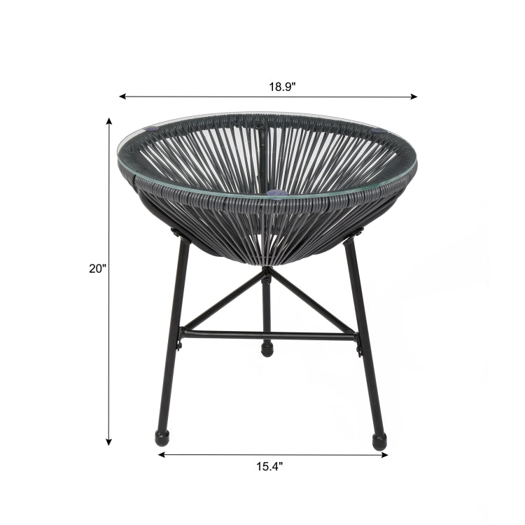[US Warehouse] 3 in 1 Weaving Rattan Patio Bistro Furniture Set
