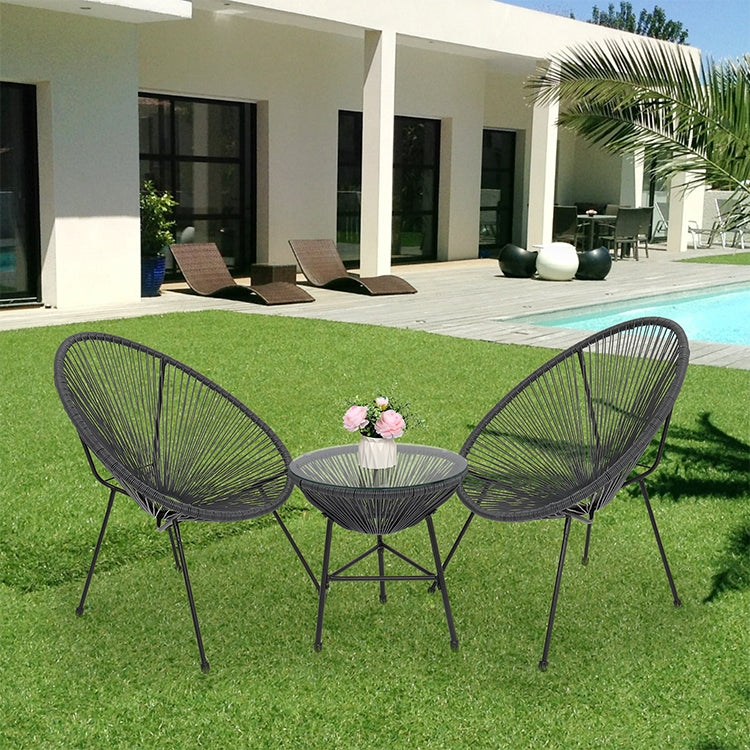 [US Warehouse] 3 in 1 Weaving Rattan Patio Bistro Furniture Set
