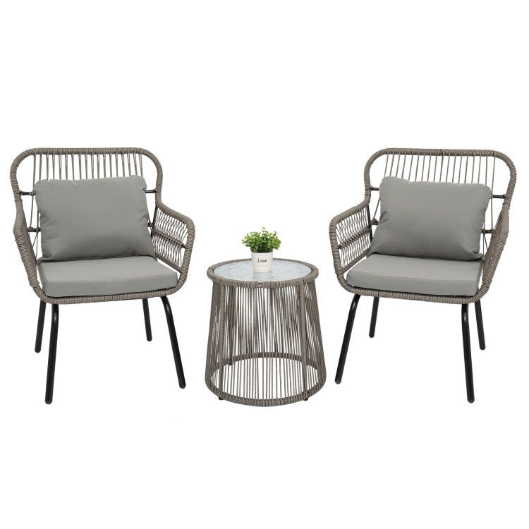 [US Warehouse] 3 in 1 Patio Weaving Rattan Wicker Furniture Set