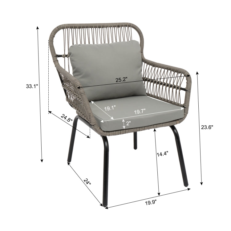 [US Warehouse] 3 in 1 Patio Weaving Rattan Wicker Furniture Set