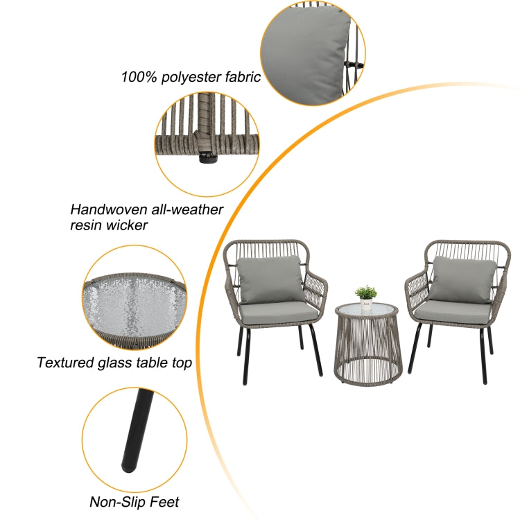 [US Warehouse] 3 in 1 Patio Weaving Rattan Wicker Furniture Set