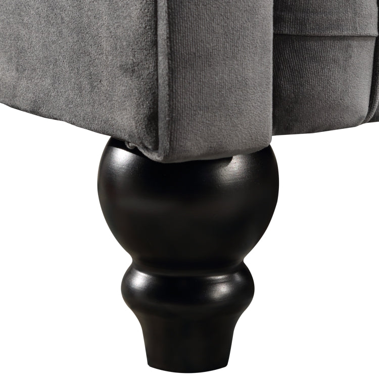 [US Warehouse] Household Classic Rolled Arm Velvet Sectional Corner Sofa