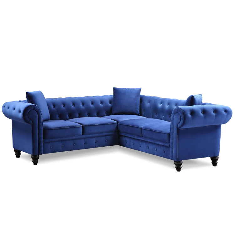 [US Warehouse] Household Classic Rolled Arm Velvet Sectional Corner Sofa