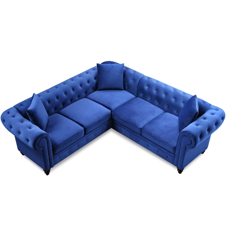 [US Warehouse] Household Classic Rolled Arm Velvet Sectional Corner Sofa