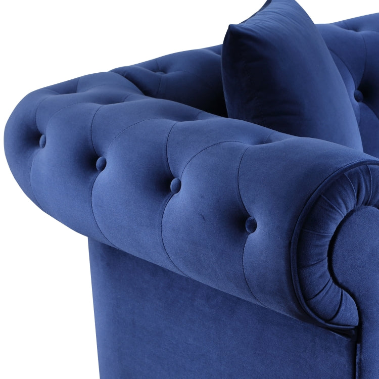 [US Warehouse] Household Classic Rolled Arm Velvet Sectional Corner Sofa